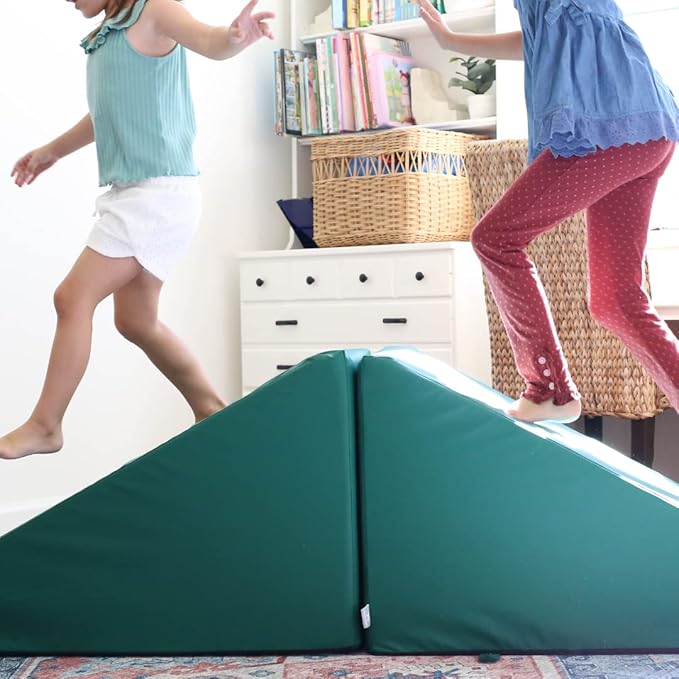 Foamnasium Mega Wedge Set, Indoor Foam Playset, 2 Piece Soft Toddler and Active Kids Play Foam Climber for Crawling, Climbing, Sliding and Jumping, Made in The US, Enhanced Crimson