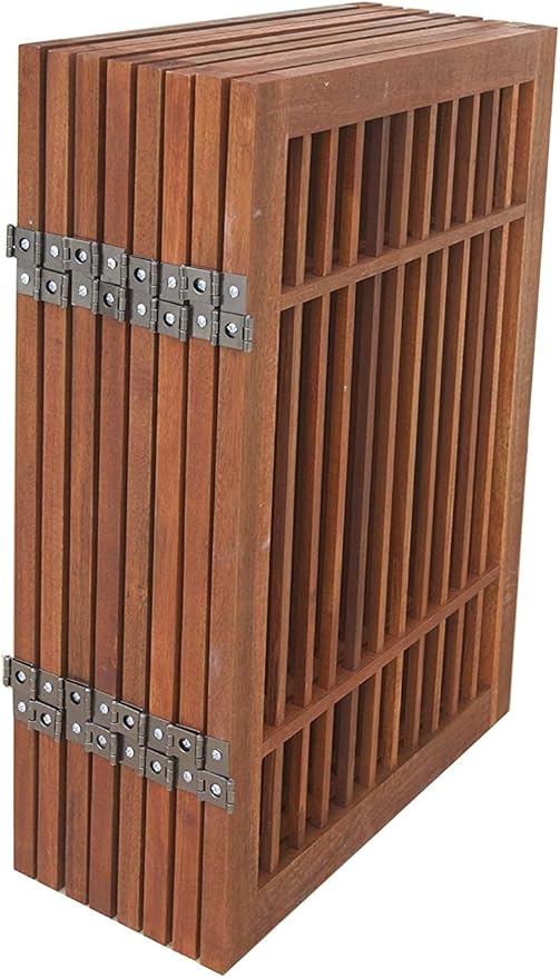 Pet Dog Gate Strong and Durable Freestanding Folding Acacia Hardwood Portable Wooden Fence Indoors or Outdoors by Urnporium (Brown Pet Gate, 8 Panel 24" Tall)