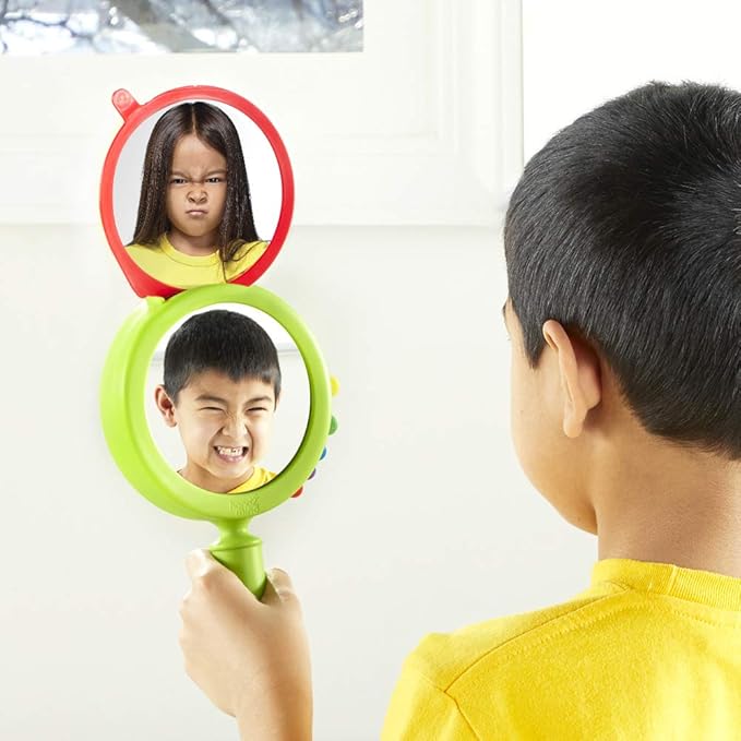 hand2mind See My Feelings Mirror, Play Therapy Toys, Mindfulness for Kids, Emotional Regulation for Kids, Social Emotional Learning Activities, Calm Down Corner Supplies, Calming Corner (Set of 1)