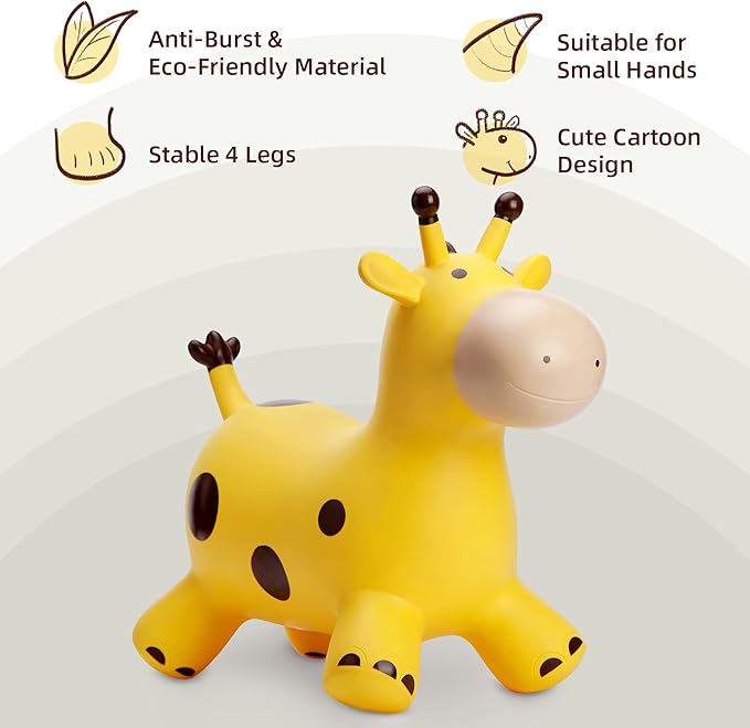 EVERICH TOY Giraffe Bouncy Horse Hopper for Toddlers, Bouncy Animals Jumping Horse, Inflatable Ride on Bouncer Hopping Toys Gifts for Boys Girls 18 Months 2 3 4 5 6 Years Old