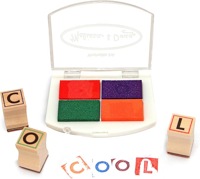 Melissa & Doug Wooden Alphabet Stamp Set - 56 Stamps With Lower-Case and Capital Letters Preschool Writing Toys, ABC Stamps, Kids Arts & Crafts, Letter For Kids Ages 4+