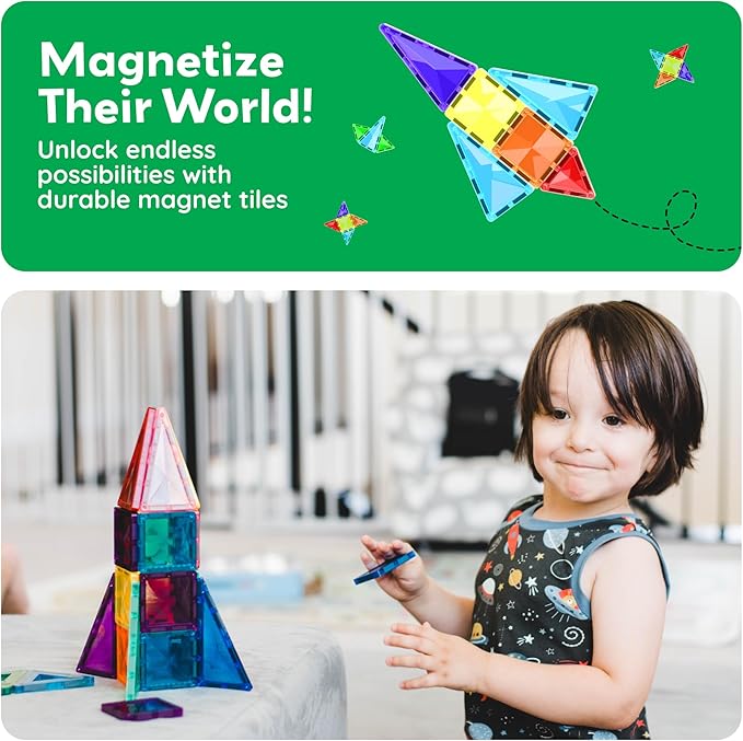 PicassoTiles 120 Piece Magnetic Building Block Mini Diamond Series Travel Size Magnet Construction Toy Set STEM Learning Kit Educational Playset Child Brain Development Stacking Blocks PTM120