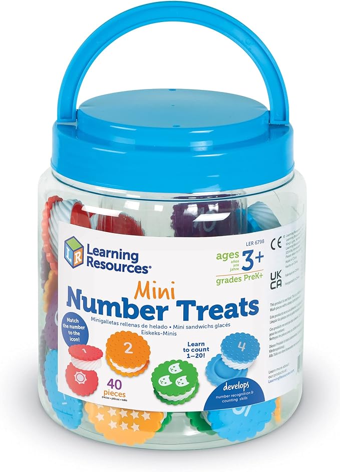 Learning Resources Mini Number Treats, Toddler Learning Toys, Learning & Education Toys, Montessori Toys for Kids, Baby & Toddler Toys, Cookie Toys, 40 Pieces, Ages 3+