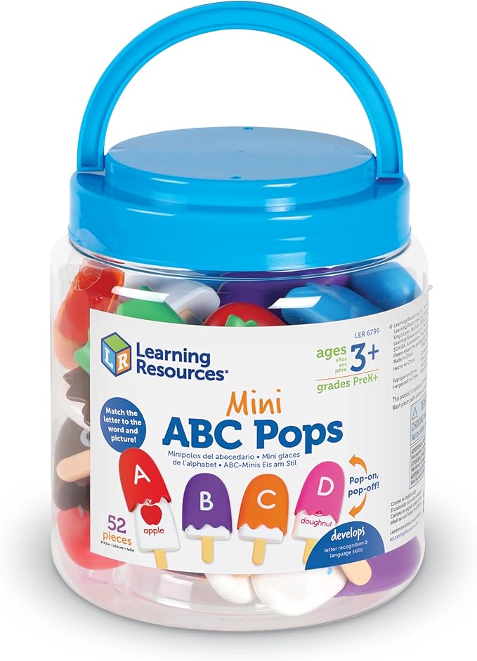 Learning Resources Mini ABC Pops, Toddler Learning Toys, Preschool Learning Activities, Montessori Toys for Kids, 52 Pieces, Ages 3+