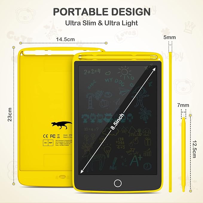 2 Pack LCD Writing Tablet, Colorful Screen Doodle Board 8.5 Inch Drawing Tablet for Kids, Learning Toys Birthday Gifts Travel Activity Games for 3 4 5 6 Year Old Boys and Girls Toddlers(Yellow Green)