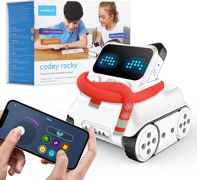 Makeblock Codey Rocky Interactive Emo Robot, Coding for Kids 8-12, STEM Toys Support Scratch Python Programming, Smart Robotics Gift for Kids 6+