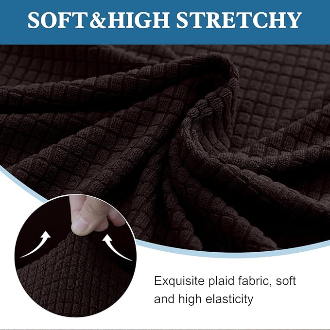 100% Waterproof Jacquard Fabric Couch Cover, Dual Layer with TPU Film, Leakproof High Elasticity Non-Slip Washable Furniture Protector for Pets, Dogs, Cats and Kids (Oversized Sofa,Chocolate)