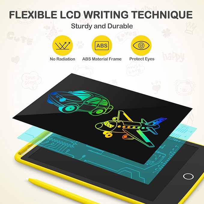 2 Pack LCD Writing Tablet, Colorful Screen Doodle Board 8.5 Inch Drawing Tablet for Kids, Learning Toys Birthday Gifts Travel Activity Games for 3 4 5 6 Year Old Boys and Girls Toddlers(Yellow Green)