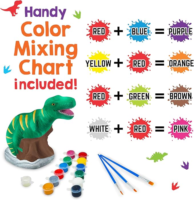 Original Stationery Paint Your Own Dinosaur Money Bank, Awesome Craft Kit with 13 Paint Colors, Roarsome Crafts for Kids and Fun Birthday Gift Idea