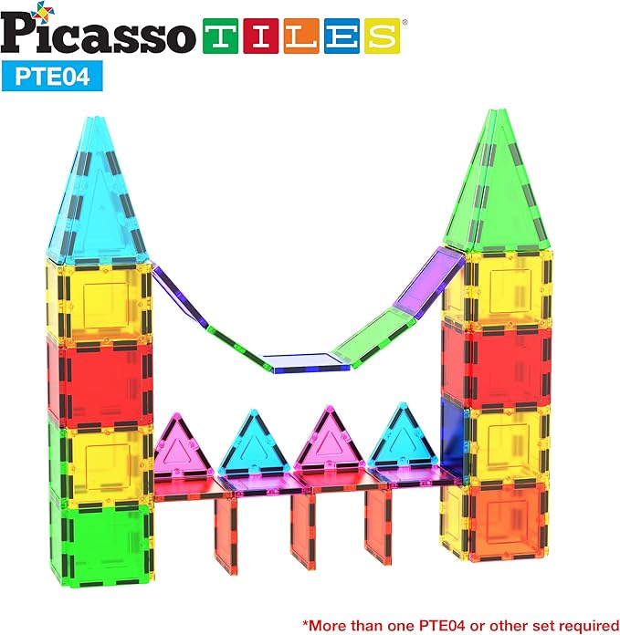 PicassoTiles Magnetic Building Block Set Magnet Tiles Construction Toy STEM Learning Kit Educational Playboards Pretend Play Stacking Blocks Child Brain Development