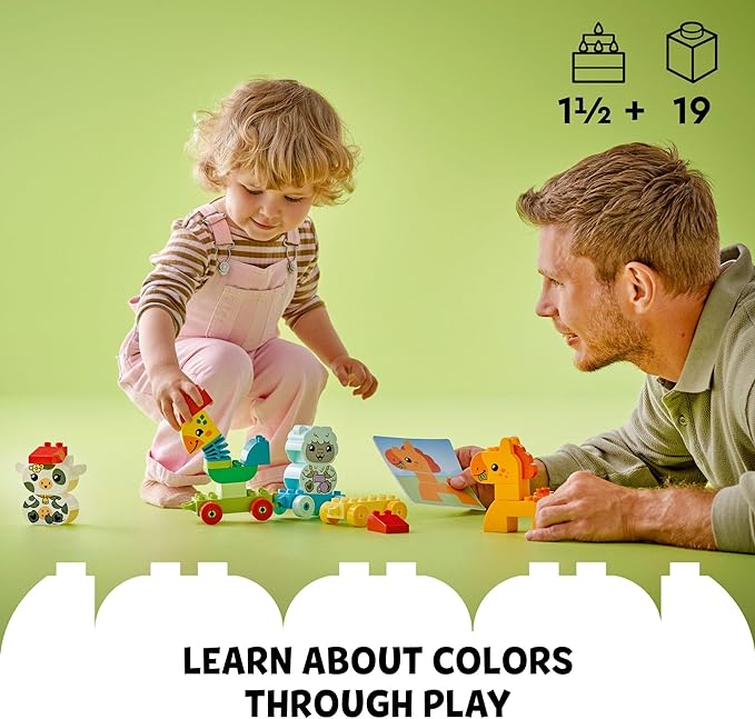 LEGO DUPLO My First Animal Train Building Set and Horse Toy, Educational Toy for Toddlers Ages 1-3 with 4 Animal Figures, Creative Nature Toy Birthday Gift for Animal Loving Preschoolers, 10412