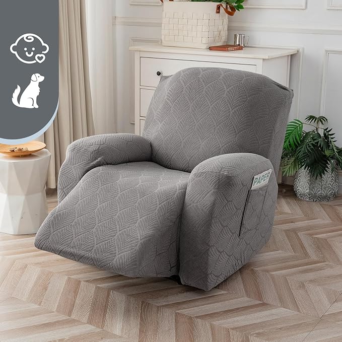 100% Waterproof Armrest Covers for Recliner Sofa, 2 Pieces Stretch Recliner Armrest Slipcovers Washable Couch Arm Covers for Recliners for Pets, Dogs, Kids (Gray, Armrest Covers)