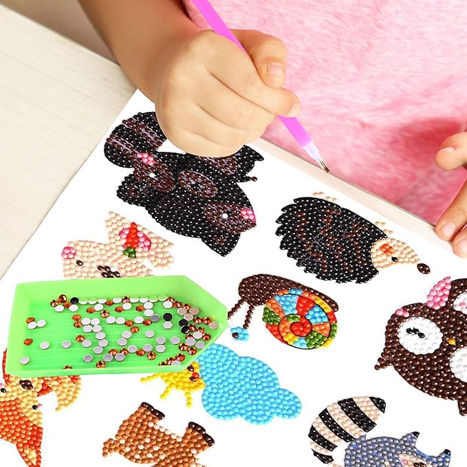 MEIEST 59 PCS 5D Diamond Art Painting Stickers Kits for Kids and Adult Beginners,Fun DIY Animal & Sea World Mosaic Stickers by Numbers Kits,Creative Arts and Crafts Set and Handmade Gift