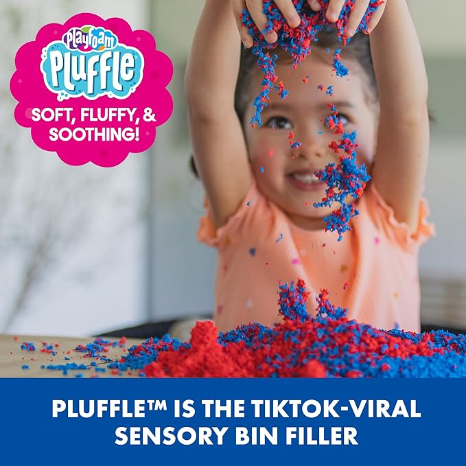 Educational Insights Playfoam Pluffle for Sensory Bins 4-Pack - Red, Pink, Blue & Purple Sensory Bin Filler for Sensory Table, Great for Sensory Play