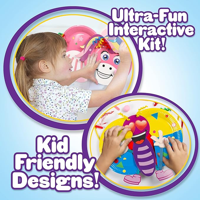 Creative Kids Make & Play Plate Craft Kit - Arts and Crafts Kit for Toddlers Ages 2, 3, 4, 5 Years Party Activity Kits for Toddler 3+