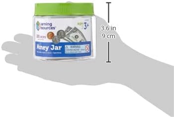 Learning Resources Money Jar, Play Money, Play Money for Kids, Counting, Bills and Coins, Homeschool, Math, Pretend Money, Ages 3+