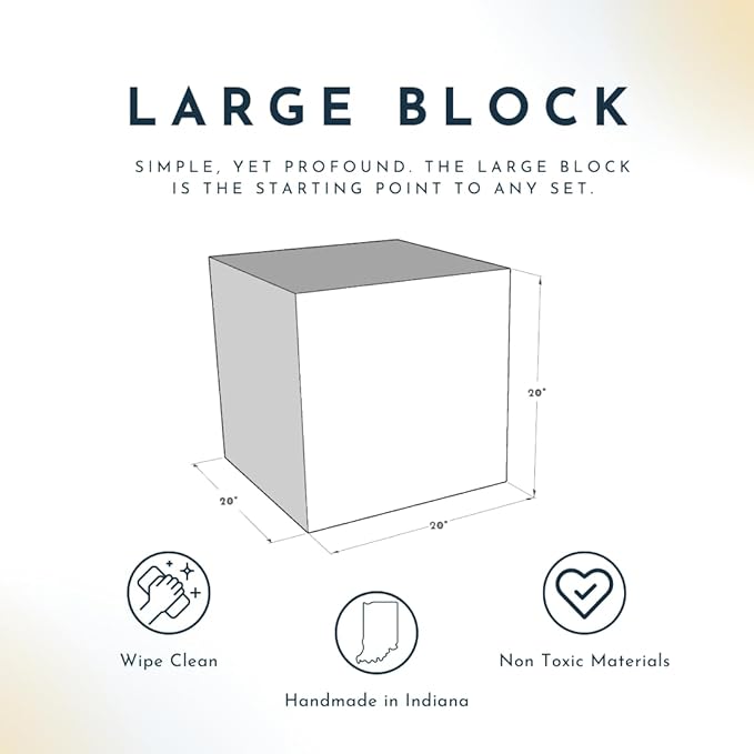 foamnasium Large Block, Indoor Foam Playset, Soft Toddler and Active Kids Play Foam Block for Crawling, Climbing, and Jumping, Made in The US, Enhanced Slate