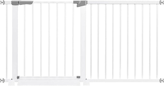 White Baby Gate for Hallways Doorways, Retractable Baby Gate for Stairs, Extra Tall Child Safety Gate Extends Up to Extra Wide, Dog Gates for The House Indoor/Outdoor, Easy Fit, Pressure Mounted.