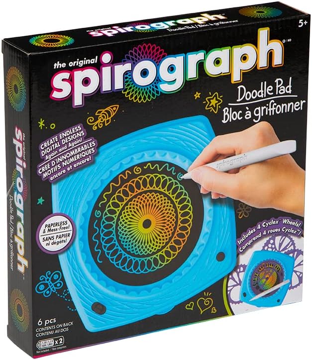 Spirograph Doodle Pad– Arts and Crafts, Scratch Art, LCD Writing Tablet for Kids, Kids Toys, Art Supplies, Drawing Kit, Spiral Art, Double-Sides Stylus, Build-in Storage, Stencils Included, Ages 5+