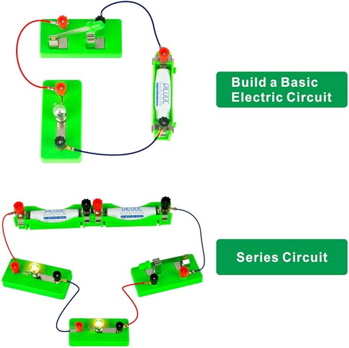 OSOYOO Kids Electricity Circuit Learning Kit for Science Study,Series Circuit Parallel Circuit, Physics Experiments Learning Tool for Kids Age 5+