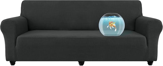 100% Waterproof Jacquard Fabric Couch Cover, Dual Layer with TPU Film, Leakproof High Elasticity Non-Slip Washable Furniture Protector for Pets, Dogs, Cats and Kids (Oversized Sofa,Dark Gray)