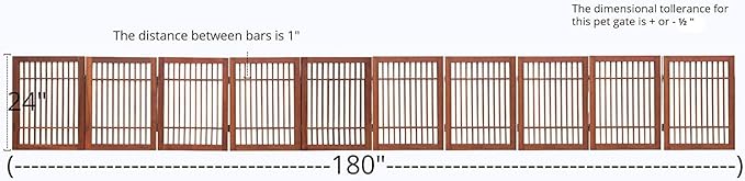 Urnporium Pet Dog Gate Strong and Durable Freestanding Folding Acacia Hardwood Portable Wooden Fence Indoors or Outdoors Foldable pet Barrier for The House (Brown Pet Gate, 10 Panel 24" Tall)