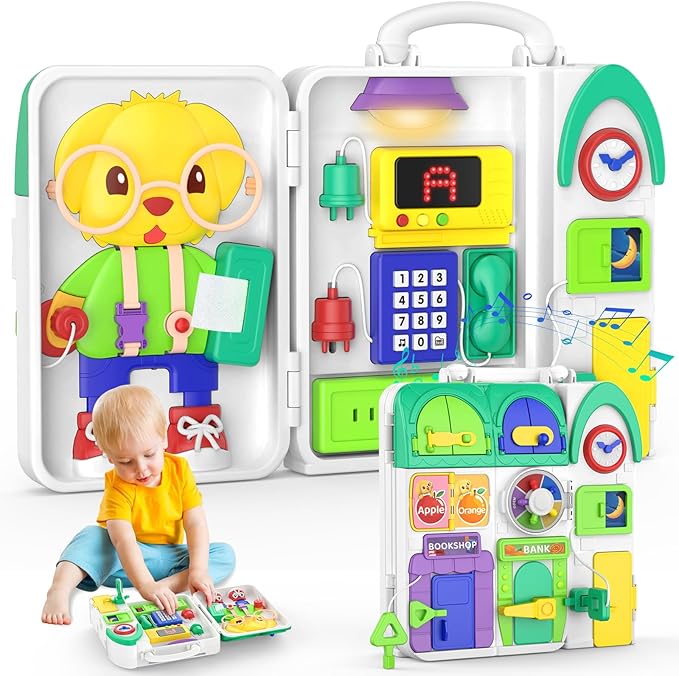 Toddler Toys Musical Montessori Busy Board, Early Educational Toy for Toddlers, Motor Skills Developmental Toy, Birthday Gift for Toddler Boy Girl