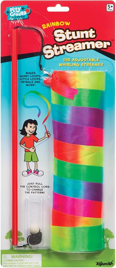 Playground Classics Rainbow Stunt Streamer - 6.5ft Multi-Colored Ribbon Streamer, Kids Outdoor Toys, Outdoor Toys for Girls
