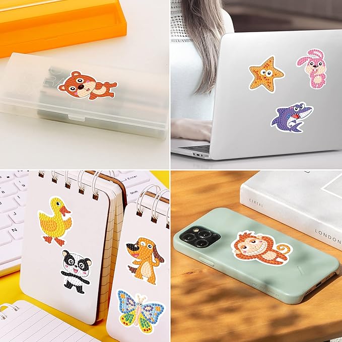 MEIEST 5D Diamond Painting Stickers Kits for Kids and Adult Beginners,Fun DIY Animal & Sea World Mosaic Stickers by Numbers Kits ,Creative Arts and Crafts Set and Handmade Gift, 174