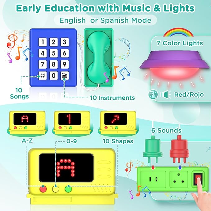 Toddler Toys Musical Montessori Busy Board, Early Educational Toy for Toddlers, Motor Skills Developmental Toy, Birthday Gift for Toddler Boy Girl