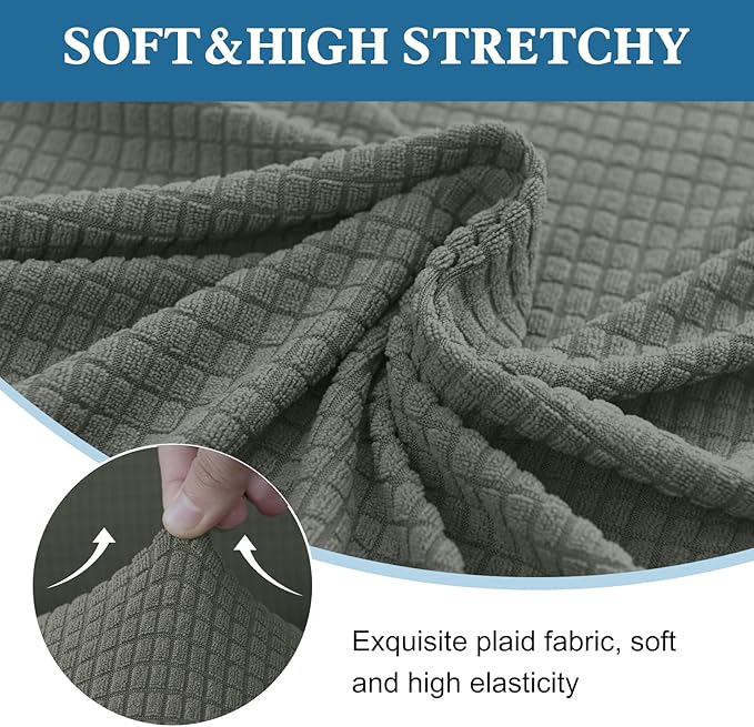 100% Waterproof Jacquard Fabric Couch Cover, Dual Layer with TPU Film, Leakproof High Elasticity Non-Slip Washable Furniture Protector for Pets, Dogs, Cats and Kids (Oversized Sofa,Light Gray)