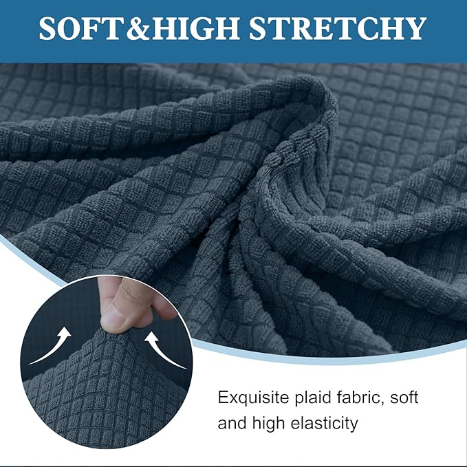 100% Waterproof Jacquard Fabric Couch Cover, Dual Layer with TPU Film, Leakproof High Elasticity Non-Slip Washable Furniture Protector for Pets, Dogs, Cats and Kids (Oversized Sofa,Berlin Blue)