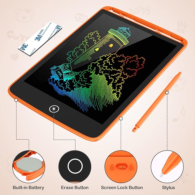 2 Pack LCD Writing Tablet, Colorful Screen Doodle Board 8.5 Inch Drawing Tablet for Kids, Learning Toys Birthday Gifts Travel Activity Games for 3 4 5 6 Year Old Boys and Girls Toddlers（Orange Blue）