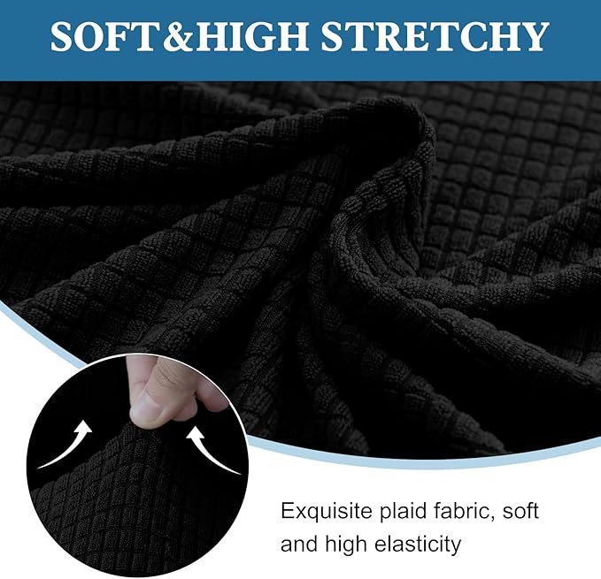 100% Waterproof Jacquard Fabric Couch Cover, Dual Layer with TPU Film, Leakproof High Elasticity Non-Slip Washable Furniture Protector for Pets, Dogs, Cats and Kids (Oversized Sofa,Black)