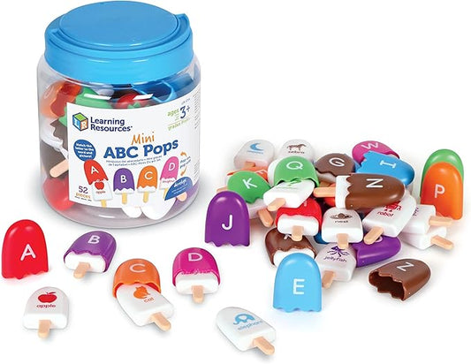 Learning Resources Mini ABC Pops, Toddler Learning Toys, Preschool Learning Activities, Montessori Toys for Kids, 52 Pieces, Ages 3+