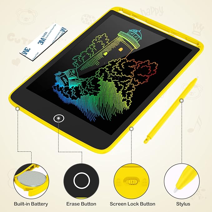 2 Pack LCD Writing Tablet, Colorful Screen Doodle Board 8.5 Inch Drawing Tablet for Kids, Learning Toys Birthday Gifts Travel Activity Games for 3 4 5 6 Year Old Boys and Girls Toddlers（Yellow Green）