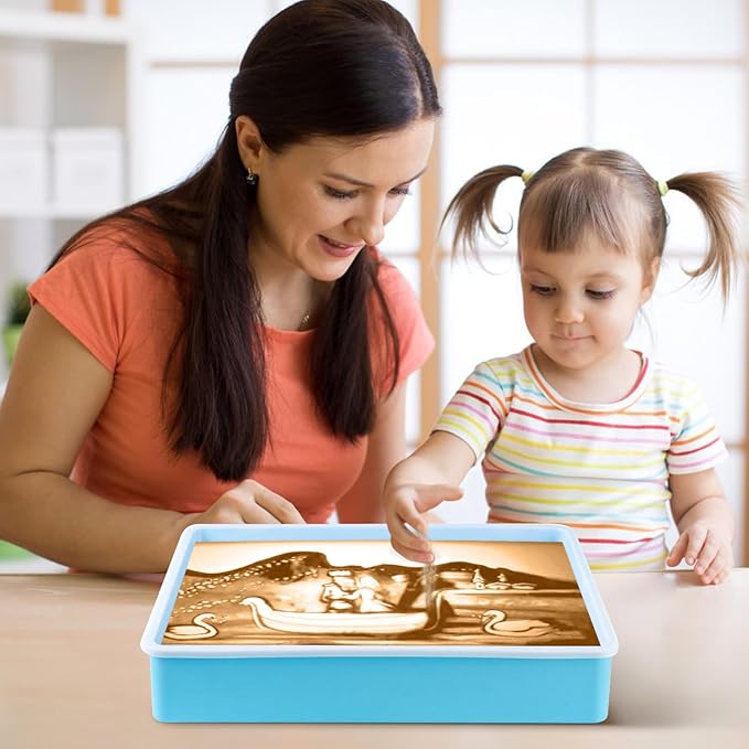 PreTrans Sand Painting Light Box – Kids’ Light Table for Creative Art, 3 Color Temperatures & 10 Brightness Levels, Classroom & Home Use - Blue