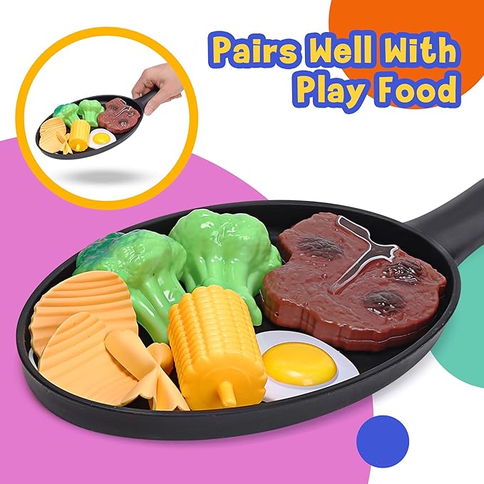 Play Food Toys, Kids Kitchen Accessories, 44 Piece Toy Food Set with Realistic Fake Food, Desserts, and Play Cooking Set, Preschool Learning Kitchen Toys for Toddlers