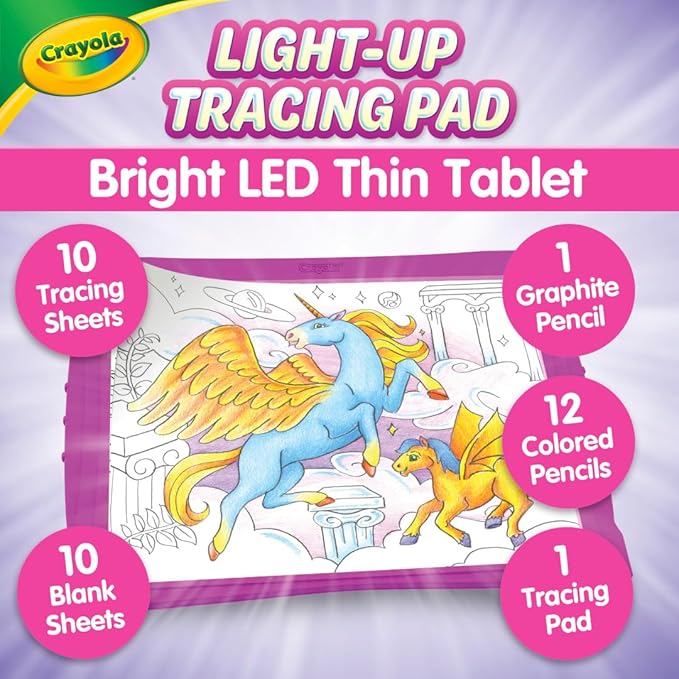 Crayola Light Up Tracing Pad - Pink, Writing & Drawing Art Kit for Kids, Kids Toys & Games, Tracing Light Box, Easter Gifts for Girls & Boys, 6+ [Amazon Exclusive]