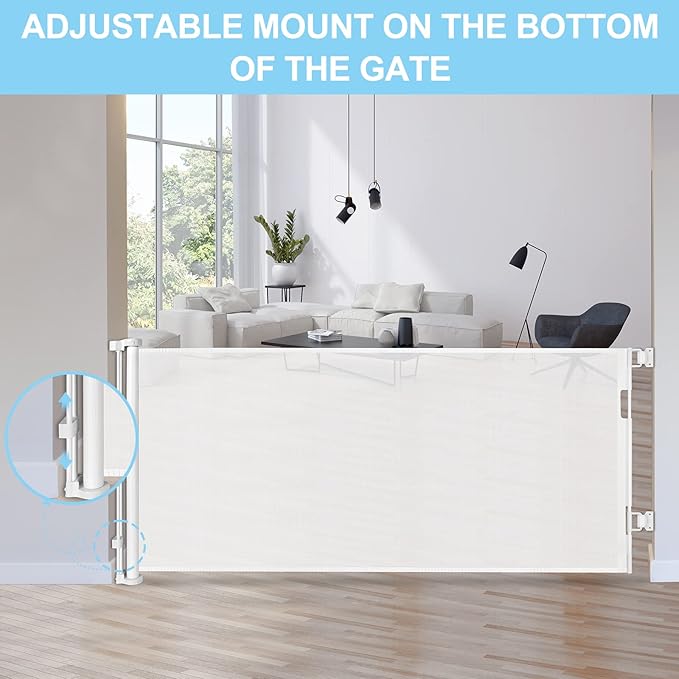 80 Inch Extra Wide Retractable Baby Gates Extra Wide Baby Gates for Large Openings Outdoor Mesh Dog Gates for The House Extra Large Baby Gates for Dogs Indoor Pet Gate for Stair Toddler Gate (White)