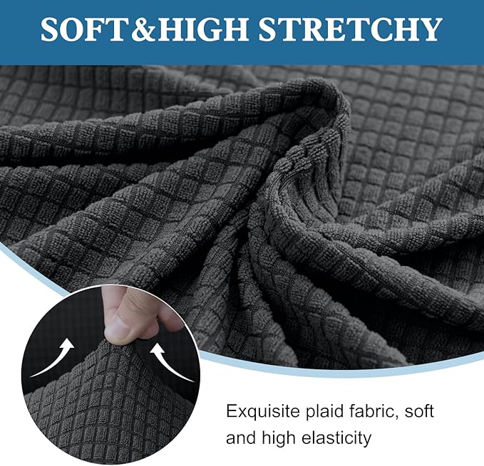 100% Waterproof Jacquard Fabric Couch Cover, Dual Layer with TPU Film, Leakproof High Elasticity Non-Slip Washable Furniture Protector for Pets, Dogs, Cats and Kids (Oversized Sofa,Gray)