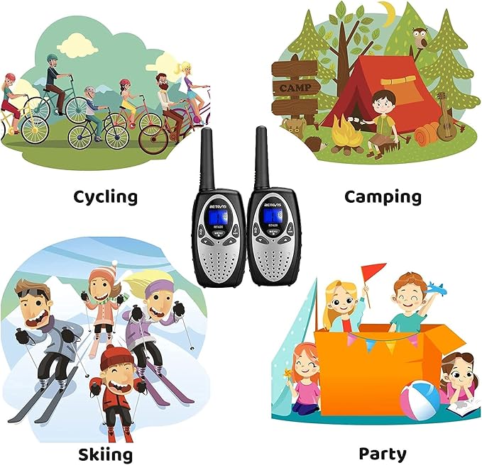 Retevis RT628 Walkie Talkies for Kids,Toy Gifts for 6-12 Year Old Boys Girls,Kid Gifts Walkie Talkie for Adults Outdoor Camping Hiking(Silvery 1 Pair)