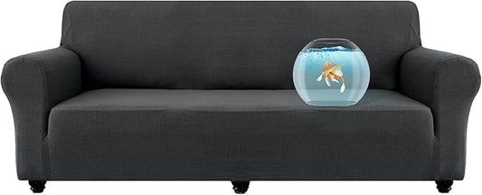 100% Waterproof Jacquard Fabric Couch Cover, Dual Layer with TPU Film, Leakproof High Elasticity Non-Slip Washable Furniture Protector for Pets, Dogs, Cats and Kids (Oversized Sofa,Gray)