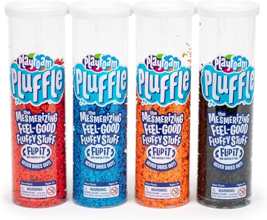 Educational Insights Playfoam Pluffle for Sensory Bins 4-Pack - Red, Blue, Orange & Black Sensory Bin Filler for Sensory Table, Great for Sensory Play