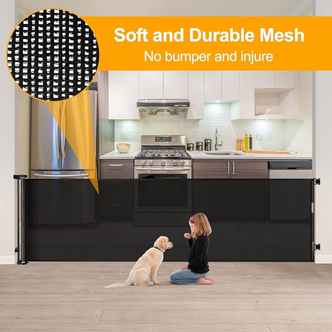 180 Inch Extra Wide Dog Gates for The House Extra Wide Retractable Dog Gate for Doorway Indoor Extra Long Baby Gate for Large Openings Retractable Baby Gate Outdoor Baby Gate for Deck Outdoor Dog Gate