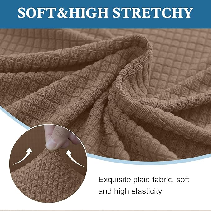 100% Waterproof Jacquard Fabric Couch Cover, Dual Layer with TPU Film, Leakproof High Elasticity Non-Slip Washable Furniture Protector for Pets, Dogs, Cats and Kids (Oversized Sofa,Taupe)