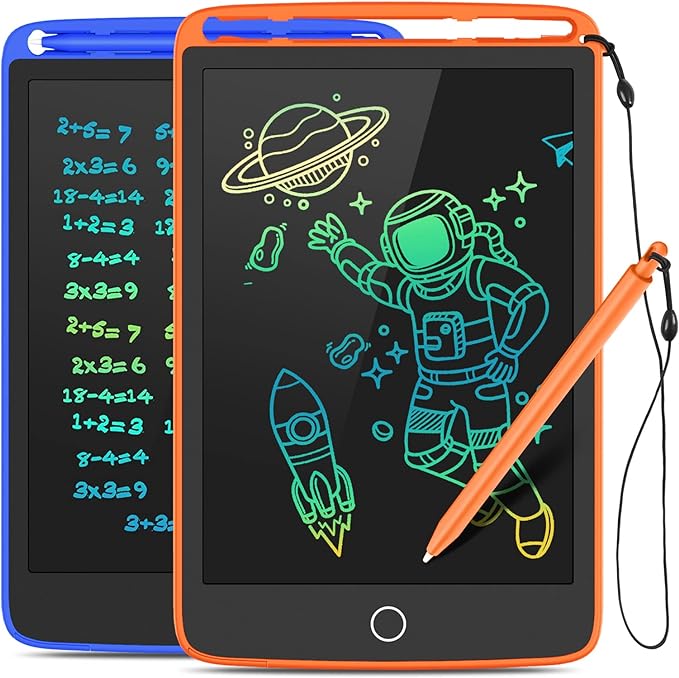 2 Pack LCD Writing Tablet, Colorful Screen Doodle Board 8.5 Inch Drawing Tablet for Kids, Learning Toys Birthday Gifts Travel Activity Games for 3 4 5 6 Year Old Boys and Girls Toddlers（Orange Blue）