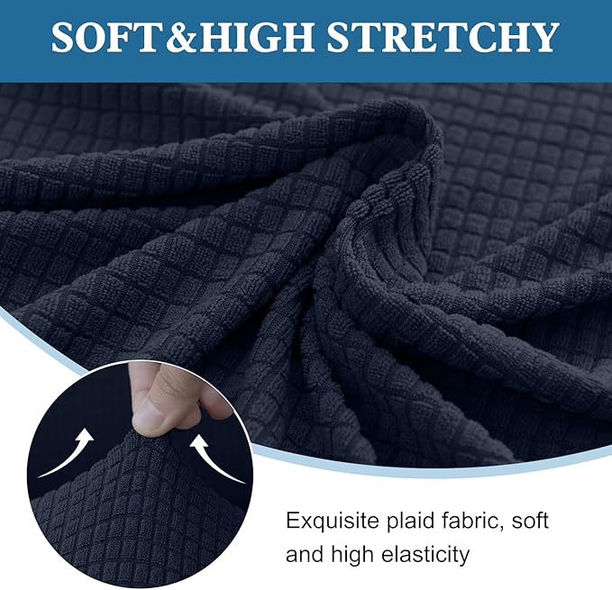 100% Waterproof Jacquard Fabric Couch Cover, Dual Layer with TPU Film, Leakproof High Elasticity Non-Slip Washable Furniture Protector for Pets, Dogs, Cats and Kids (Oversized Sofa,Navy Blue)