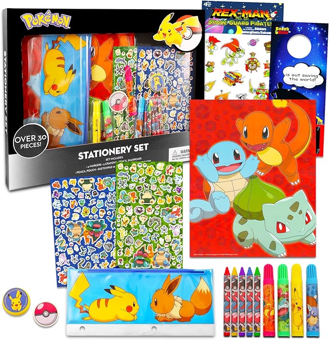 '- Nintendo - Pokemon Art Set - Pokemon Drawing Bundle with Pokemon Coloring Utensils, Pokemon Stickers, and More | Pokemon Coloring Activities for Boys and Girls
