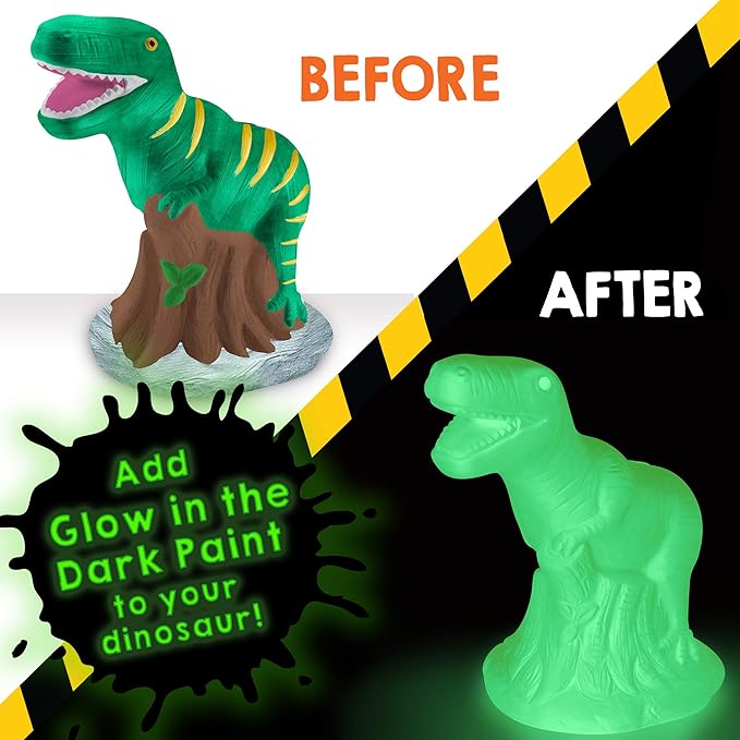 Original Stationery Paint Your Own Dinosaur Money Bank, Awesome Craft Kit with 13 Paint Colors, Roarsome Crafts for Kids and Fun Birthday Gift Idea